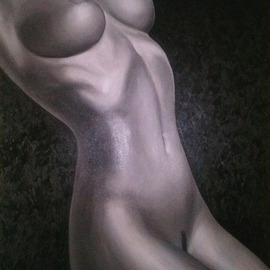 Mel Fiorentino: 'Nude 17', 2014 Oil Painting, nudes. Artist Description:  Original black and white oil painting.  ...