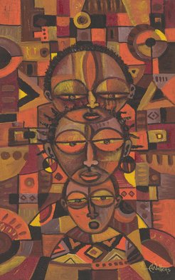 Angu Walters: 'Family II', 2011 Acrylic Painting, Family. Here is a charming small portrait of a family in warm colors. ...
