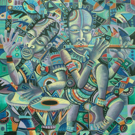 The Drummer and the Flutist II By Angu Walters