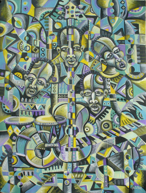 Angu Walters  'The Blues Band', created in 2017, Original Painting Oil.