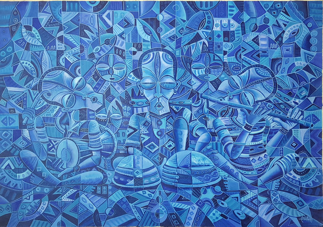 Angu Walters  'The Blues Band 2', created in 2015, Original Painting Oil.