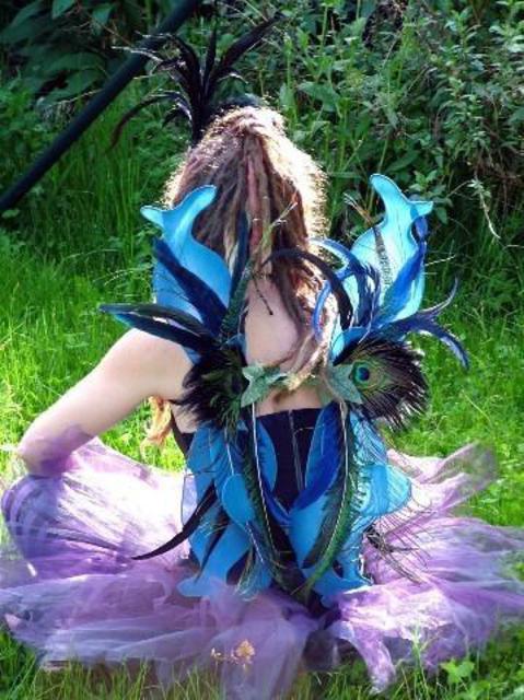 Artist Meghann Frickberg. 'Blue Peacock Faery Wings' Artwork Image, Created in 2005, Original Mixed Media. #art #artist