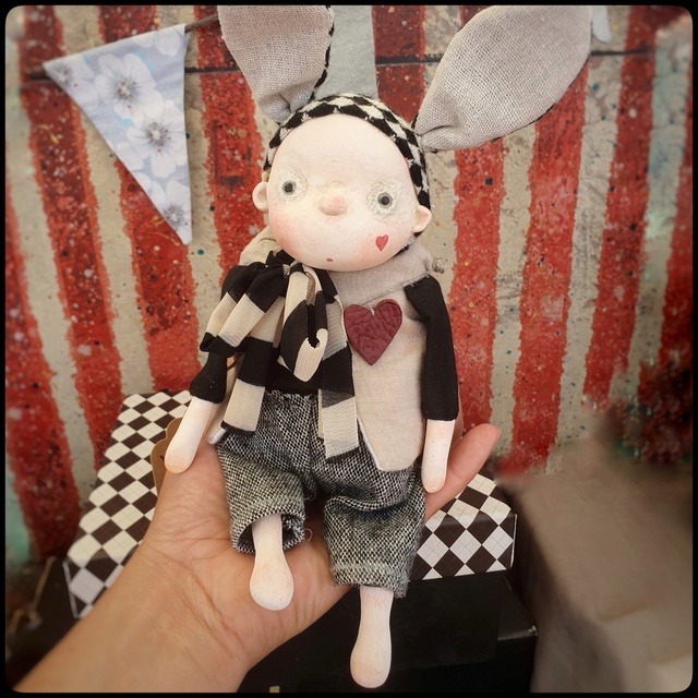 Artist Nina Kvitkovskaya. 'Strange Hare Art Doll' Artwork Image, Created in 2021, Original Sculpture Ceramic. #art #artist