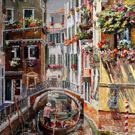 Artemis  Artists Association Artwork Canal in Venice, 2012 Oil Painting, Cityscape