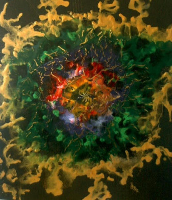 Gudrun Ploetz  'Flower In The Night', created in 2002, Original Painting Encaustic.