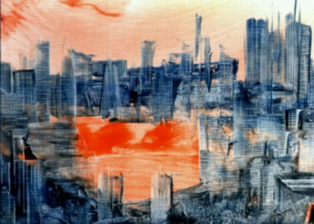 Gudrun Ploetz  'New York 1', created in 2000, Original Painting Encaustic.