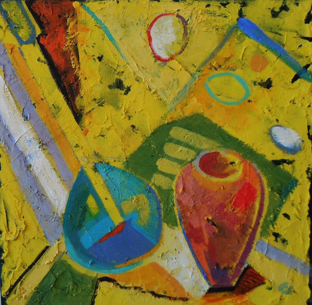 Federico Winqvist Estrada  'Still Life In A Yellow Ligth', created in 2010, Original Mixed Media.
