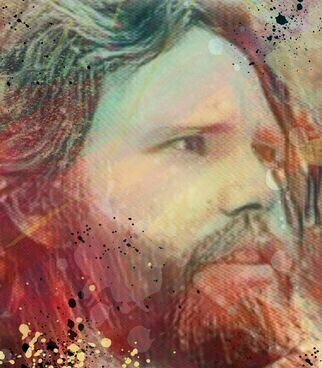 Francesco Mappa: 'James Douglas Morrison', 2017 Digital Art, Famous People. Unique digital artwork 1 of 1, certified and signed in original by the author.  The file of the work has been permanently deleted to prevent any copying.  The dimensions are 35 cm x 40 cm and the technique is Digital Art on HahnemA1/4hle Museum Etching 350 gsm Fine Art ...
