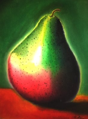Katie Puenner: 'Lone Pear', 2015 Oil Painting, Food.       This original oil on canvas is impressionistic in style and vibrant in color. This gallery wrapped, one of a kind painting would make a great addition to any home or office.      ...