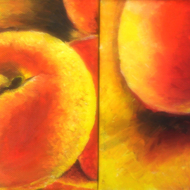 Katie Puenner Artwork Peachy Three and Four, 2014 Oil Painting, Food