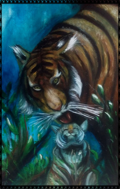 Antonio Cariola  'Tigre Affettuosa', created in 2017, Original Painting Acrylic.