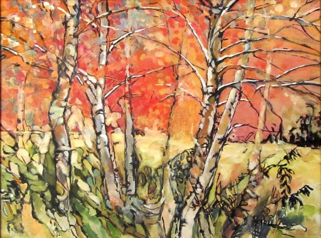 Artist Maria Natoli. 'Birch Forest' Artwork Image, Created in 2016, Original Watercolor. #art #artist