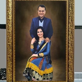 Brijesh Bhavsar: 'couple portraits', 2023 Oil Painting, Famous People. Artist Description: Couple portraits paintings prepare by Artist Brijesh ...