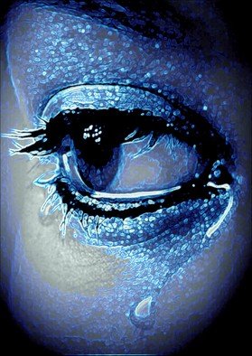 Michael Todd: 'crying blue do to you', 2018 Digital Art, Love. heartbreak, blues, tears, crying, blue, sadness, teardrop, woman, ...