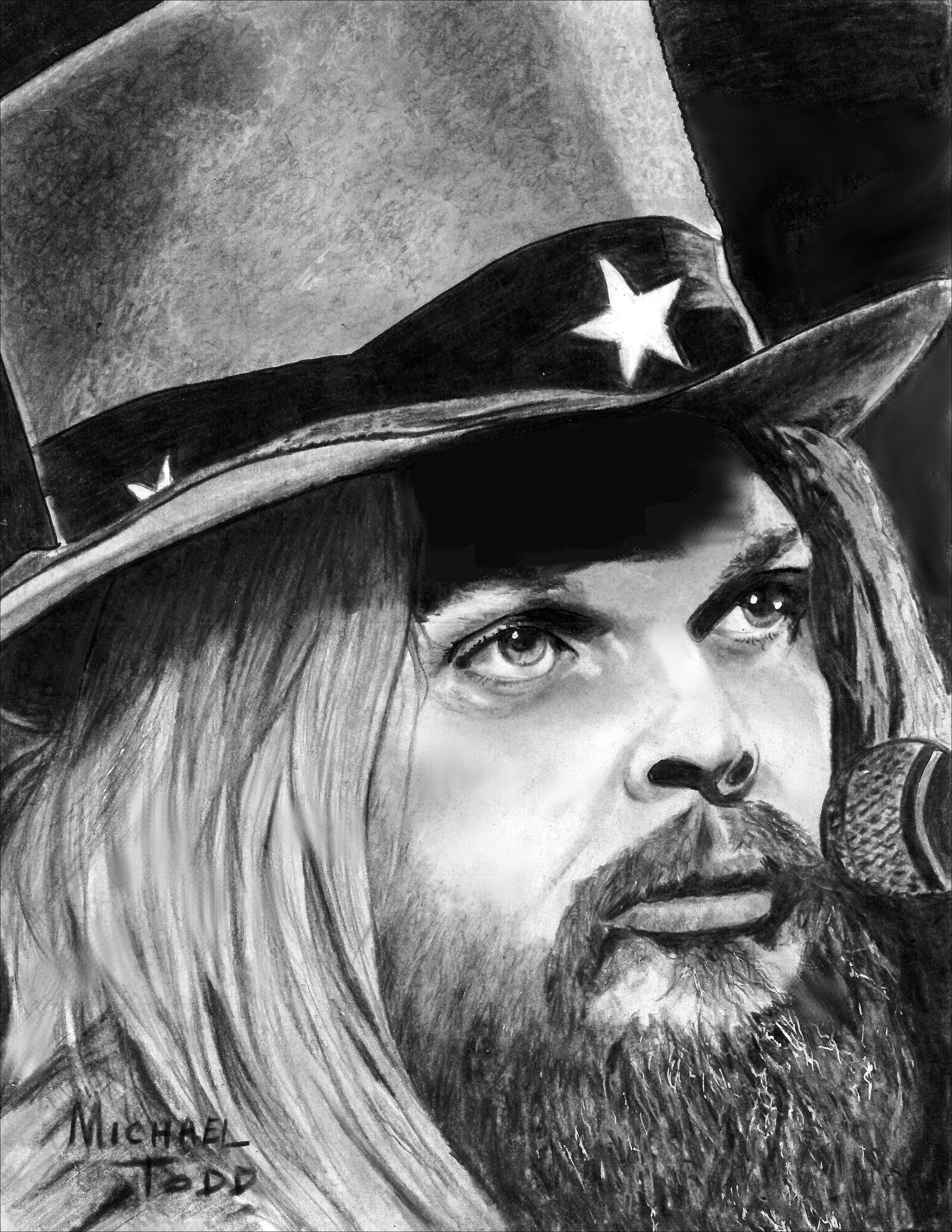 Michael Todd: 'leon russell', 2016 Graphite Drawing, Celebrity. Leon Russell, musician, pianist, piano, singer, songwriter, rock icon, blues icon, ...