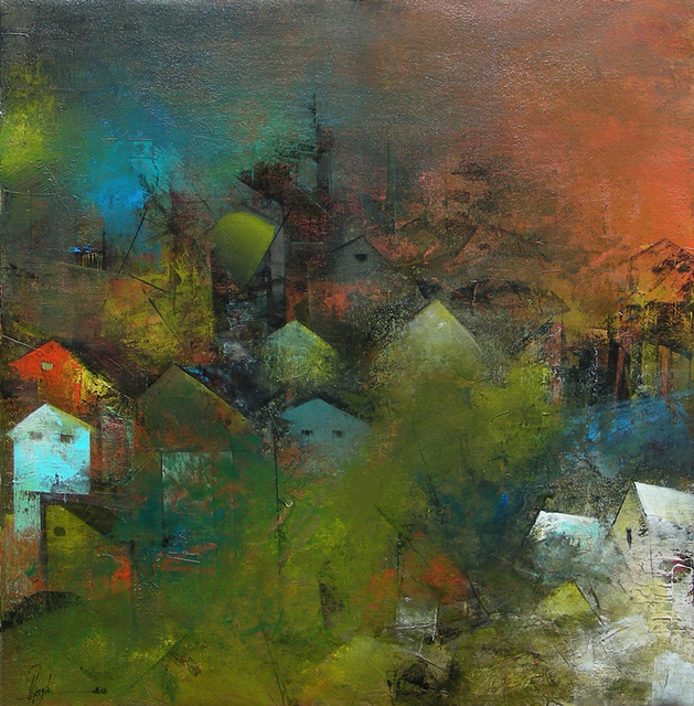 M. Singh  'Path Leding To Mumbai Slums', created in 2015, Original Painting Acrylic.