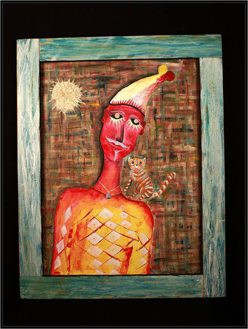 Metreveli Mamuka  'Clown With A Cat', created in 2009, Original Painting Other.