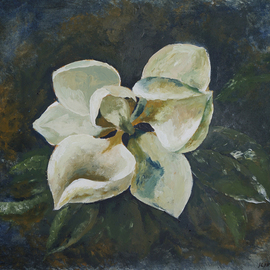 Tatiana Ilina: 'magnolia', 2017 Acrylic Painting, Floral. Artist Description: wonderful, colors, floral, flower, magnolia, garden, japan garden, green...