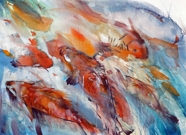Artist Igor Misyats. 'Fishes' Artwork Image, Created in 2018, Original Watercolor. #art #artist