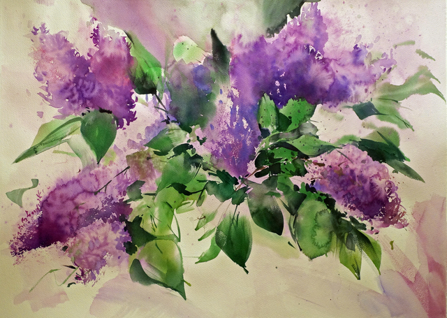 Artist Igor Misyats. 'Lilac' Artwork Image, Created in 2020, Original Watercolor. #art #artist