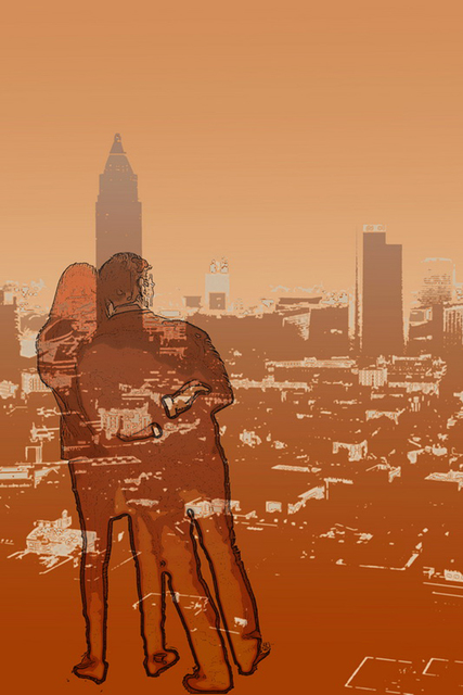 Marlies Odehnal  'Couple In Front Of A Skyscraper', created in 2012, Original Digital Painting.
