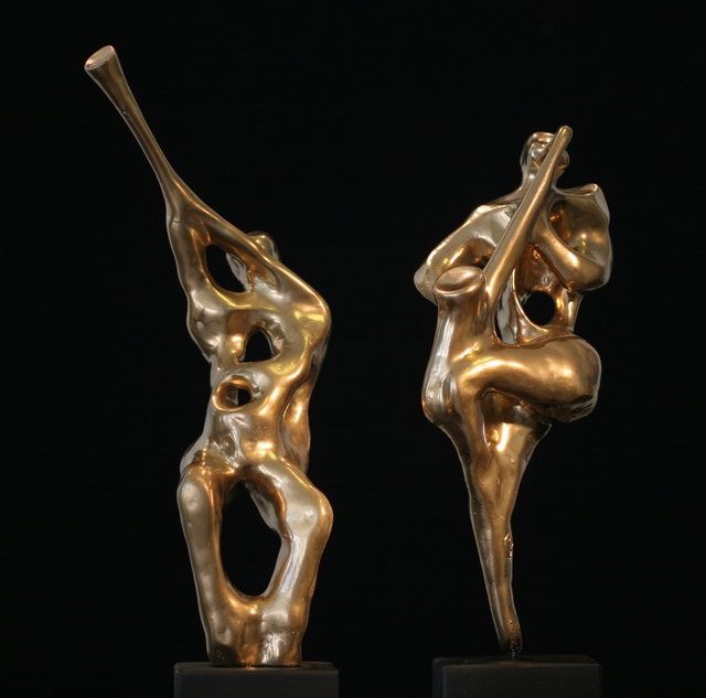 Rogier Ruys  'Moore Music And Sax In Goldleaf', created in 2015, Original Sculpture Bronze.
