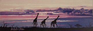 Judith Smith Wilson: 'African Morning', 1999 Watercolor, Wildlife.  Giraffe' s in Kenya' s Sunset.  Original $800. 00.  Open Edition Prints Available $45. 00 ...