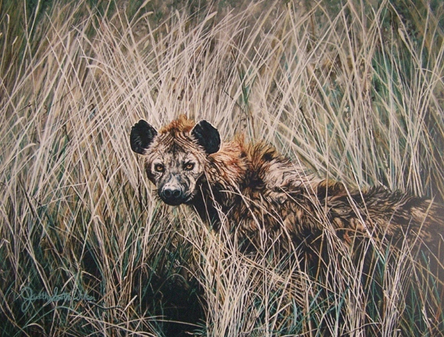 Artist Judith Smith Wilson. 'Lake Tuskanas Hyena' Artwork Image, Created in 2007, Original Pastel. #art #artist