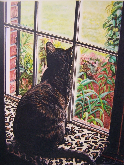 Artist Judith Smith Wilson. 'Portrait Of Miss Kitty' Artwork Image, Created in 2007, Original Pastel. #art #artist
