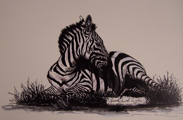 Artist Judith Smith Wilson. 'Reflections Of Zebra' Artwork Image, Created in 1999, Original Pastel. #art #artist