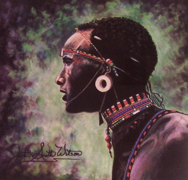 Artist Judith Smith Wilson. 'Samburu Tribesman' Artwork Image, Created in 1995, Original Pastel. #art #artist