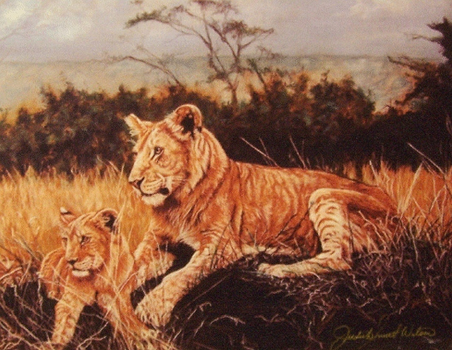 Artist Judith Smith Wilson. 'The Young Lions' Artwork Image, Created in 2005, Original Pastel. #art #artist