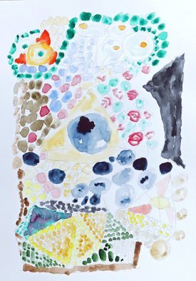 Palle Adamos Finn Jensen: 'beyond', 2021 Watercolor, Abstract. Universe that exceeds ordinary limits, subspace.  watercolor of lively elements.  ...