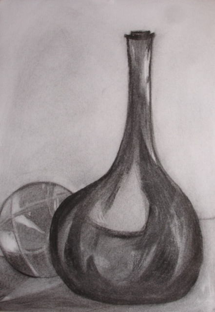 Artist Roger Cummiskey. 'Bottle And Sphere' Artwork Image, Created in 2008, Original Printmaking Giclee. #art #artist