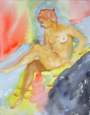 Roger Cummiskey: 'Diana Resting', 2008 Watercolor, Figurative. Artist Description:  New watercolor original May 2008. ...