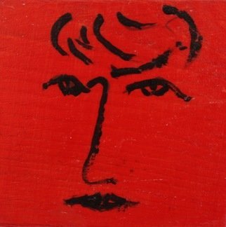 Roger Cummiskey: 'Lady on Red  SOLD', 2013 Oil Painting, Education. Based on an abstract face. ...