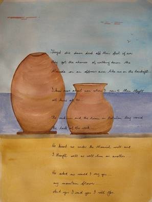 Roger Cummiskey: 'Molly as a young girl in Gibraltar', 2008 Watercolor, Landscape.  There are quite a number of references to Spain and the Andalusian women in Molly Bloom's soliloquy at the end, last 30 pages, of Ulysses, by James Joyce. In this sequence Molly is reminiscing on her early sexual experience with her first taste of sexuality with a serving British...