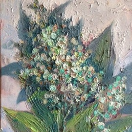 Roman Sergienko: 'lilies of the valley', 2020 Oil Painting, Still Life. Artist Description: This is Spring Flowers bouquet Lilies of the Valley that we can see just once a year in May.  Here you see my oil painting on stretched canvas, highly textured with a palette knife.  High quality oil paints and canvas on stretcher were used to create it.  Ready ...