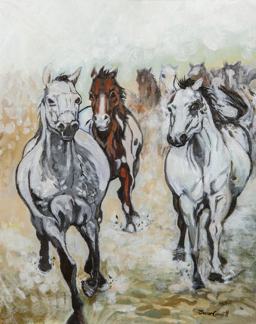 Artist Sue Conditt. 'Horses StampedeSOLD' Artwork Image, Created in 2014, Original Painting Acrylic. #art #artist