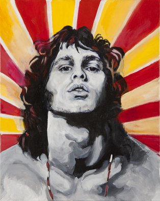 Sue Conditt: 'Jim Sunburst', 2015 Acrylic Painting, People.  Jim Morrison lizard king musician rock & roll wild abandon wildman ...