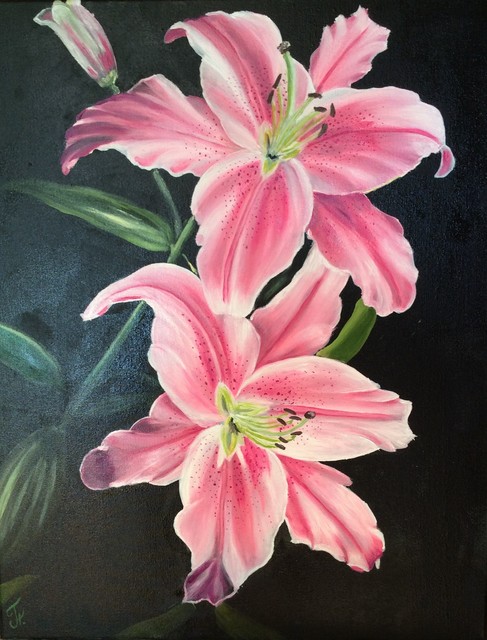 Lilies Oil Painting By Nataliia Plakhotnyk  absolutearts.com