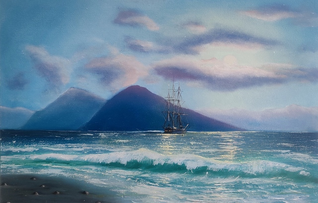 Artem Kolesnikov  'Evening In Naples', created in 2023, Original Painting Oil.