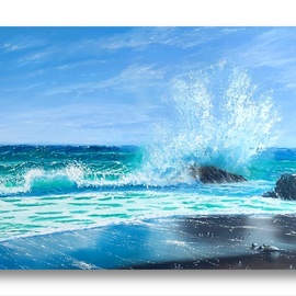 Artem Kolesnikov: 'sea element', 2024 Oil Painting, Seascape. Artist Description: original oil painting on canvas, made using layer- by- layer techniquewith the best materials. This is one of the views of the Atlantic Ocean promenade near which we live. ...