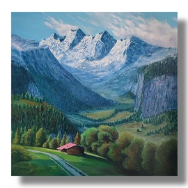 Artem Kolesnikov: 'valley', 2023 Oil Painting, Landscape. Artist Description: This painting was painted after my trip to the Swiss Alps. This painting took part in an international exhibition in SpainXLIV PREMIO GREDOS DE PINTURA 2023 44...