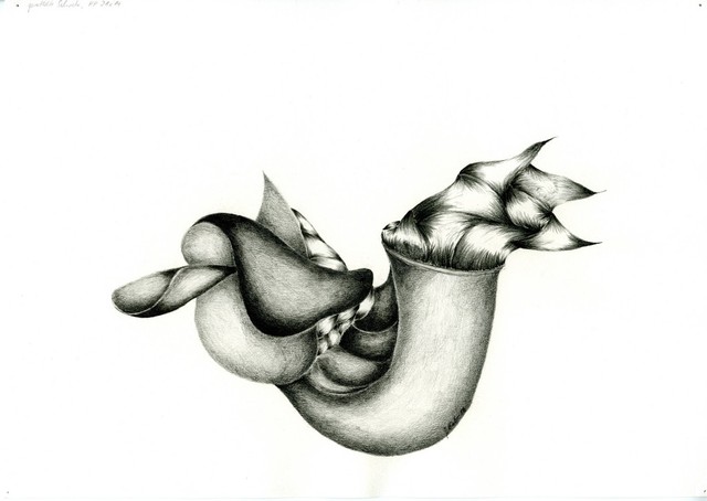 Artist Juergen W.d. Stieler. 'Saddled Snail' Artwork Image, Created in 1998, Original Drawing Pencil. #art #artist