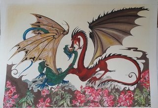 Rhoda Taylor: 'snap dragons', 2017 Pen Drawing, Fantasy. Imagination...