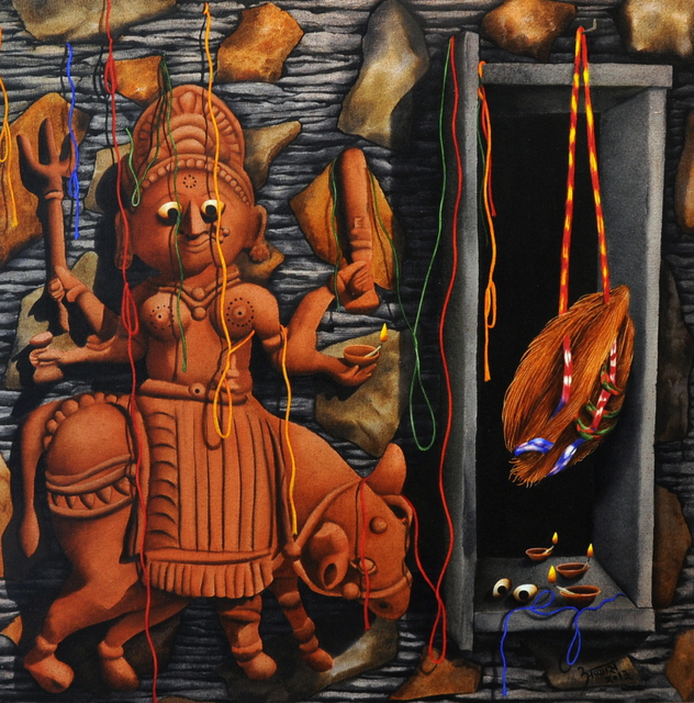 Artist Abbas Batliwala. 'Durga' Artwork Image, Created in 2012, Original Painting Oil. #art #artist