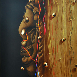 Abbas Batliwala: 'Ganesh', 2012 Oil Painting, Abstract Figurative. 