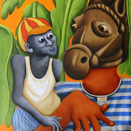 Abbas Batliwala: 'Mujhse Dosti Karoge ', 2012 Oil Painting, Abstract Figurative. 
