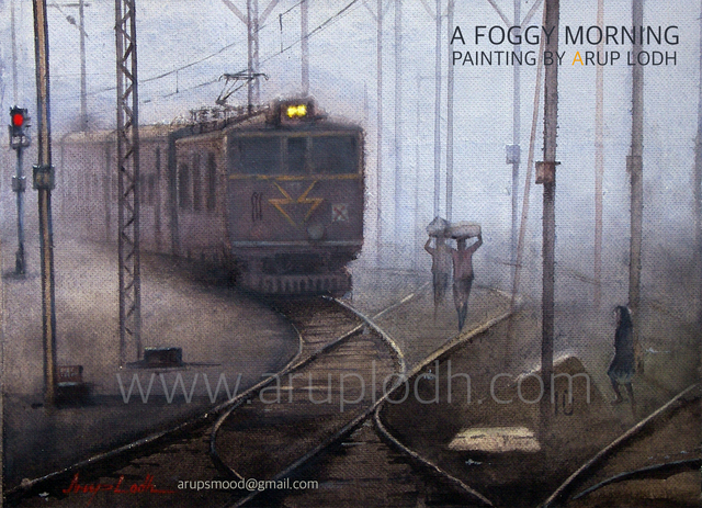 Artist Arup Lodh. 'A Foggy Morning' Artwork Image, Created in 2008, Original Painting Acrylic. #art #artist